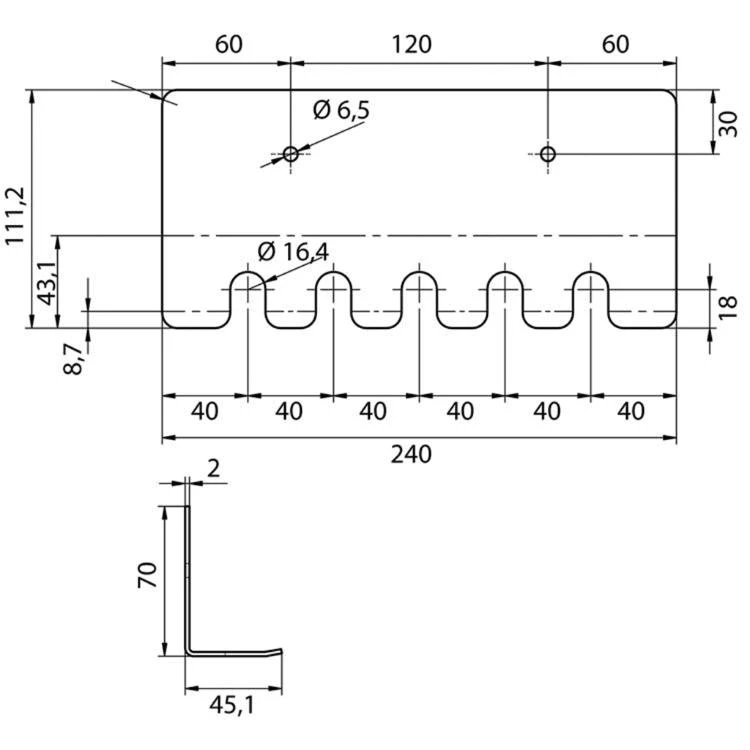 Lanshouder Vijfvoudig Wandmodel 5 Lanshouder Vijfvoudig Wandmodel - Afbeelding 3